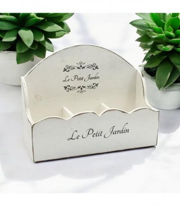 36CM WOODEN SHABBY WHITE FRILLY BOX