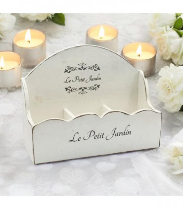 36CM WOODEN SHABBY WHITE FRILLY BOX
