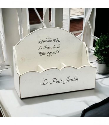 36CM WOODEN SHABBY WHITE FRILLY BOX