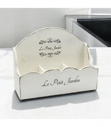 36CM WOODEN SHABBY WHITE FRILLY BOX