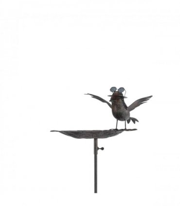 Stylish and Modern Metal Bird Feeder Birdbath Spinner Stake – Decorative Outdoor Art with Rocking Motion, Perfect for Yard, Porch, or Garden and a Great Gift for Bird Lovers (Black, 50" Metal Bird)