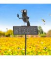 AcaciaHome Durable 125cm Tall Welcome Metal Bird Owl Garden Stake with Decorative Welcome Sign - Whimsical Outdoor Metal Art for Gardens, Porches, Balconies, Flower Beds, Lawns & Pots