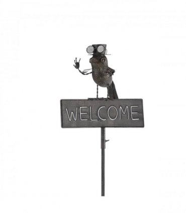 AcaciaHome Durable 125cm Tall Welcome Metal Bird Owl Garden Stake with Decorative Welcome Sign - Whimsical Outdoor Metal Art for Gardens, Porches, Balconies, Flower Beds, Lawns & Pots