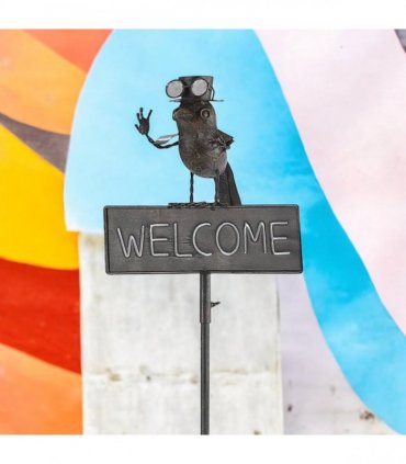 AcaciaHome Durable 125cm Tall Welcome Metal Bird Owl Garden Stake with Decorative Welcome Sign - Whimsical Outdoor Metal Art for Gardens, Porches, Balconies, Flower Beds, Lawns & Pots