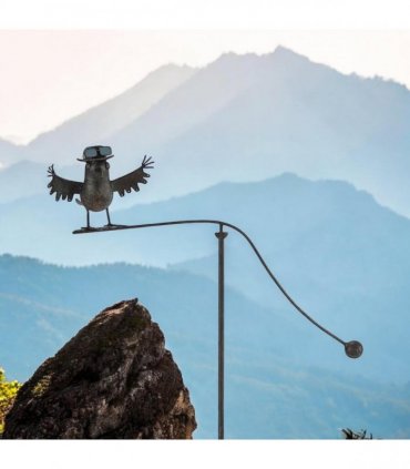 Durable Owl Bird Garden Spinner Metal Stake with Whimsical Spinning Motion - Unique Decorative Outdoor Art for Gardens, Porches, Balconies, Flower Beds, Lawns & Pots