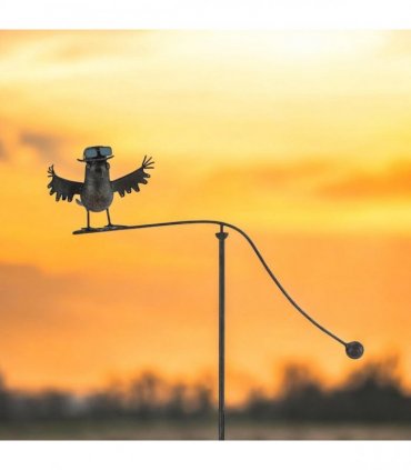 Durable Owl Bird Garden Spinner Metal Stake with Whimsical Spinning Motion - Unique Decorative Outdoor Art for Gardens, Porches, Balconies, Flower Beds, Lawns & Pots