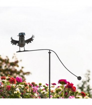 Durable Owl Bird Garden Spinner Metal Stake with Whimsical Spinning Motion - Unique Decorative Outdoor Art for Gardens, Porches, Balconies, Flower Beds, Lawns & Pots