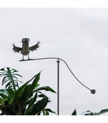 Durable Owl Bird Garden Spinner Metal Stake with Whimsical Spinning Motion - Unique Decorative Outdoor Art for Gardens, Porches, Balconies, Flower Beds, Lawns & Pots