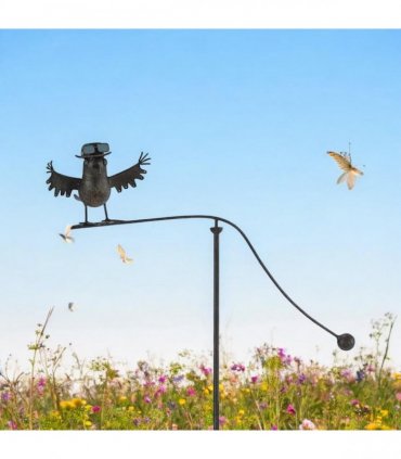 Durable Owl Bird Garden Spinner Metal Stake with Whimsical Spinning Motion - Unique Decorative Outdoor Art for Gardens, Porches, Balconies, Flower Beds, Lawns & Pots