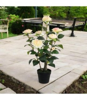 Stylish 58cm Tall Camellia Tree with 8 Stunning Flower Heads and 58 Leaves - Realistic Blooms Provide Elegant Color and Fresh Style for Home, Offices, Parties, Decoration or Event Spaces