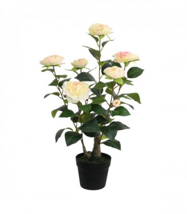 Stylish 58cm Tall Camellia Tree with 8 Stunning Flower Heads and 58 Leaves - Realistic Blooms Provide Elegant Color and Fresh Style for Home, Offices, Parties, Decoration or Event Spaces