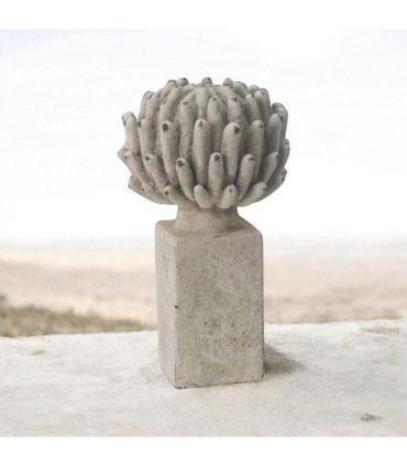 Flower on a Base Garden Ornament Resin Art Sculpture Figurine Stone Look 21cm