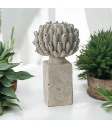 Flower on a Base Garden Ornament Resin Art Sculpture Figurine Stone Look 21cm