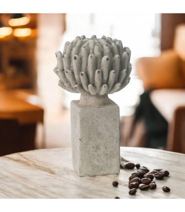 Flower on a Base Garden Ornament Resin Art Sculpture Figurine Stone Look 21cm