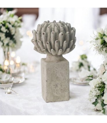 Flower on a Base Garden Ornament Resin Art Sculpture Figurine Stone Look 21cm