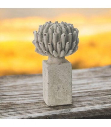 Flower on a Base Garden Ornament Resin Art Sculpture Figurine Stone Look 21cm