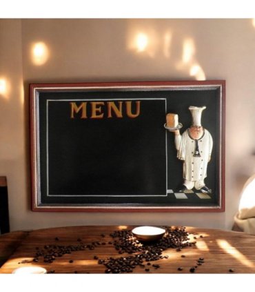 Stylish and Durable Wall-Mounted Chef Chalk Board Memo Menu - Sleek Design & Functional Wooden Frame Blackboard for Kitchen, Bistro & Restaurant Memo Menu Board (40cm x 60cm - Rectangular Design)