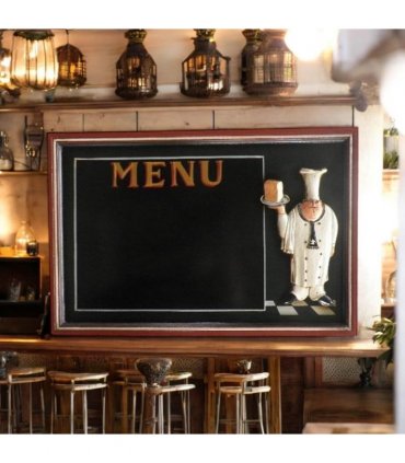 Stylish and Durable Wall-Mounted Chef Chalk Board Memo Menu - Sleek Design & Functional Wooden Frame Blackboard for Kitchen, Bistro & Restaurant Memo Menu Board (40cm x 60cm - Rectangular Design)