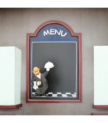 Stylish and Durable Wall-Mounted Chef Chalk Board Memo Menu - Sleek Design & Functional Wooden Frame Blackboard for Kitchen, Bistro & Restaurant Memo Menu Board (60cm x 40cm- Square Blue Design)