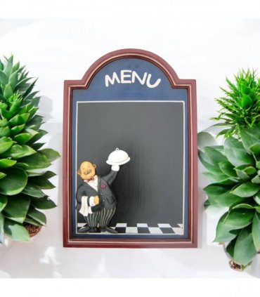 Stylish and Durable Wall-Mounted Chef Chalk Board Memo Menu - Sleek Design & Functional Wooden Frame Blackboard for Kitchen, Bistro & Restaurant Memo Menu Board (60cm x 40cm- Square Blue Design)