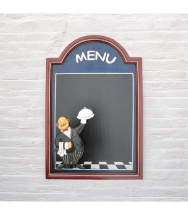 Stylish and Durable Wall-Mounted Chef Chalk Board Memo Menu - Sleek Design & Functional Wooden Frame Blackboard for Kitchen, Bistro & Restaurant Memo Menu Board (60cm x 40cm- Square Blue Design)