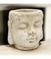 AcaciaHome Elegant 17cm Buddha Head Plant Pot Planter – Cement Garden Ornament in Easter Island TIKI Style, Medium-Sized Abstract Zen Sculpture for Indoor Outdoor Décor, Patio, Garden, Finish (Cream)