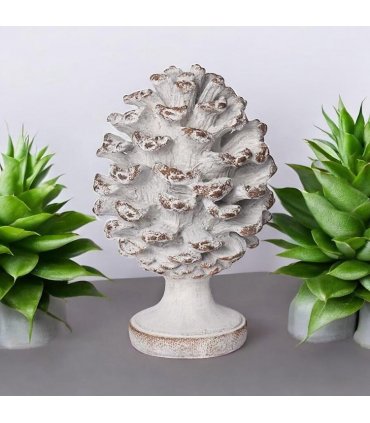 Durable Stone-Look Resin Pine Cone Ornament on Base – Weatherproof, Frost-Resistant Garden Sculpture for Indoor & Outdoor Décor, Ideal for Lawn, Porch, Balcony & Flower Beds (27cm Pine Cone Art)