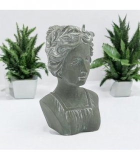 Stylish Roman Lady Bust Sculpture – Stone-Look Cement Statue with Patina Finish, Frost-Resistant & Weatherproof Decorative Ornament for Home, Porch, Balcony & Garden (38cm Grey Lady Bust Statue)