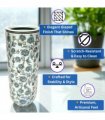 AcaciaHome Stylish Floral Ceramic Umbrella Stand with Glazed Vintage Finish – 18" Tall Decorative Round Holder for Umbrellas, Canes, or Vase Use in Entryway or Living Room (Multicoloured)