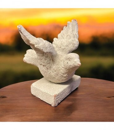 Bird on a Base Garden Ornament Resin Bird Sculpture Figurine Stone Look 13cm