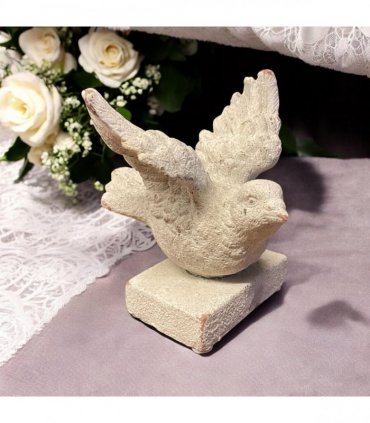 Bird on a Base Garden Ornament Resin Bird Sculpture Figurine Stone Look 13cm