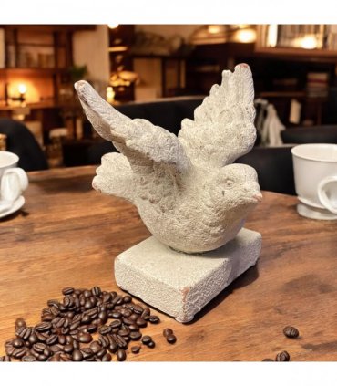 Bird on a Base Garden Ornament Resin Bird Sculpture Figurine Stone Look 13cm