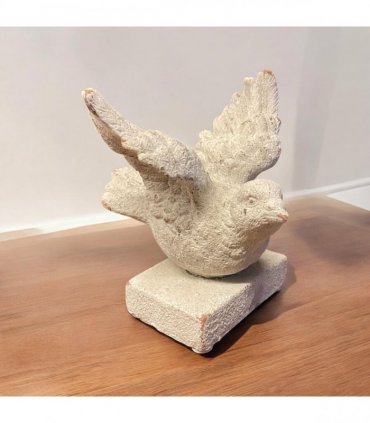 Bird on a Base Garden Ornament Resin Bird Sculpture Figurine Stone Look 13cm