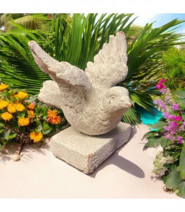 Bird on a Base Garden Ornament Resin Bird Sculpture Figurine Stone Look 13cm
