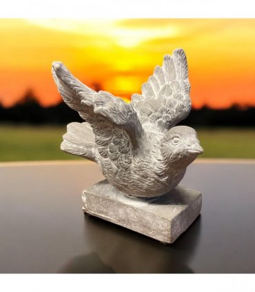 Bird on a Base Garden Ornament Resin Bird Sculpture Figurine Stone Look 13cm
