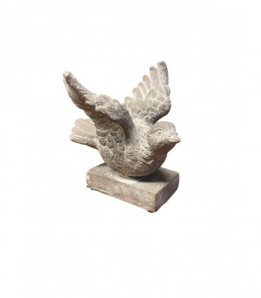 Bird on a Base Garden Ornament Resin Bird Sculpture Figurine Stone Look 13cm