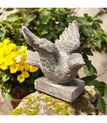 Bird on a Base Garden Ornament Resin Bird Sculpture Figurine Stone Look 13cm