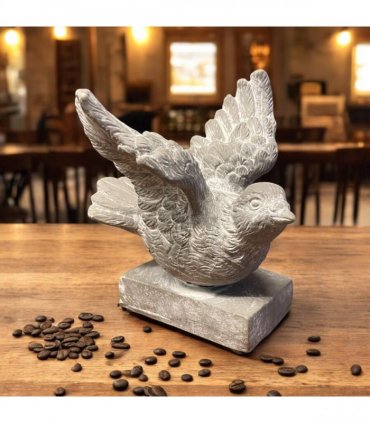 Bird on a Base Garden Ornament Resin Bird Sculpture Figurine Stone Look 13cm