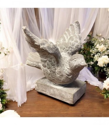 Bird on a Base Garden Ornament Resin Bird Sculpture Figurine Stone Look 13cm