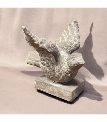 Bird on a Base Garden Ornament Resin Bird Sculpture Figurine Stone Look 13cm