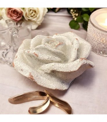 Flower on a Base Garden Ornament Resin Art Sculpture Figurine Stone Look 15cm
