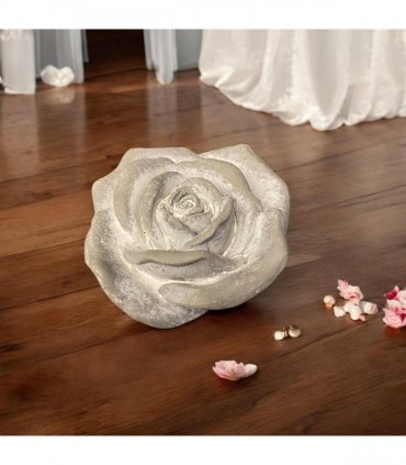 Flower on a Base Garden Ornament Resin Art Sculpture Figurine Stone Look 15cm