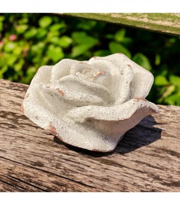 Flower on a Base Garden Ornament Resin Art Sculpture Figurine Stone Look 18cm