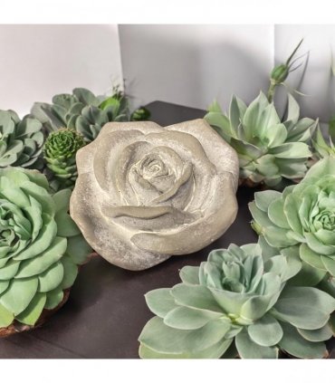 Flower on a Base Garden Ornament Resin Art Sculpture Figurine Stone Look 18cm