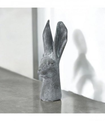 Elegant 29cm Stone-Effect Hare Head Sculpture – Patina-Finish Resin Rabbit Ornament, Weatherproof & Frost-Resistant Bunny Figurine for Porch, Balcony, Lawn and Indoor/Outdoor Home Décor (Grey)