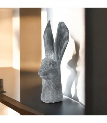 Elegant 29cm Stone-Effect Hare Head Sculpture – Patina-Finish Resin Rabbit Ornament, Weatherproof & Frost-Resistant Bunny Figurine for Porch, Balcony, Lawn and Indoor/Outdoor Home Décor (Grey)