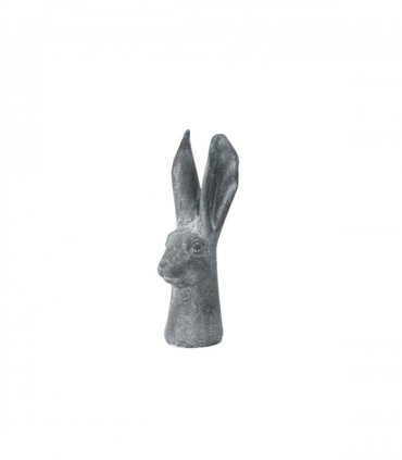Elegant 29cm Stone-Effect Hare Head Sculpture – Patina-Finish Resin Rabbit Ornament, Weatherproof & Frost-Resistant Bunny Figurine for Porch, Balcony, Lawn and Indoor/Outdoor Home Décor (Grey)