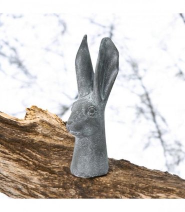 Elegant 29cm Stone-Effect Hare Head Sculpture – Patina-Finish Resin Rabbit Ornament, Weatherproof & Frost-Resistant Bunny Figurine for Porch, Balcony, Lawn and Indoor/Outdoor Home Décor (Grey)