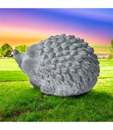 Durable Stone-Look Hedgehog Garden Sculpture – Cement Animal Ornament, Frostproof & Weather-Resistant, Perfect Indoor & Outdoor Décor for Lawn, Patio, Porch, Balcony (21cm Grey Hedgehog Statue)