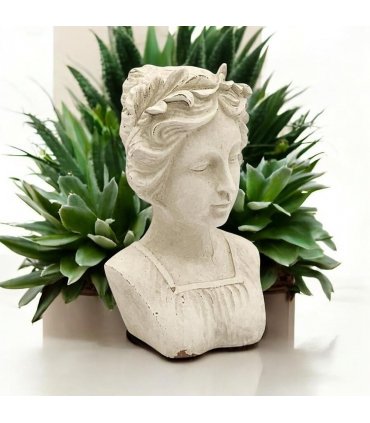 Stylish Roman Lady Bust Sculpture – Stone-Look Cement Statue with Patina Finish, Frost-Resistant & Weatherproof Decorative Ornament for Home, Porch, Balcony & Garden (27cm Cream Lady Bust Statue)